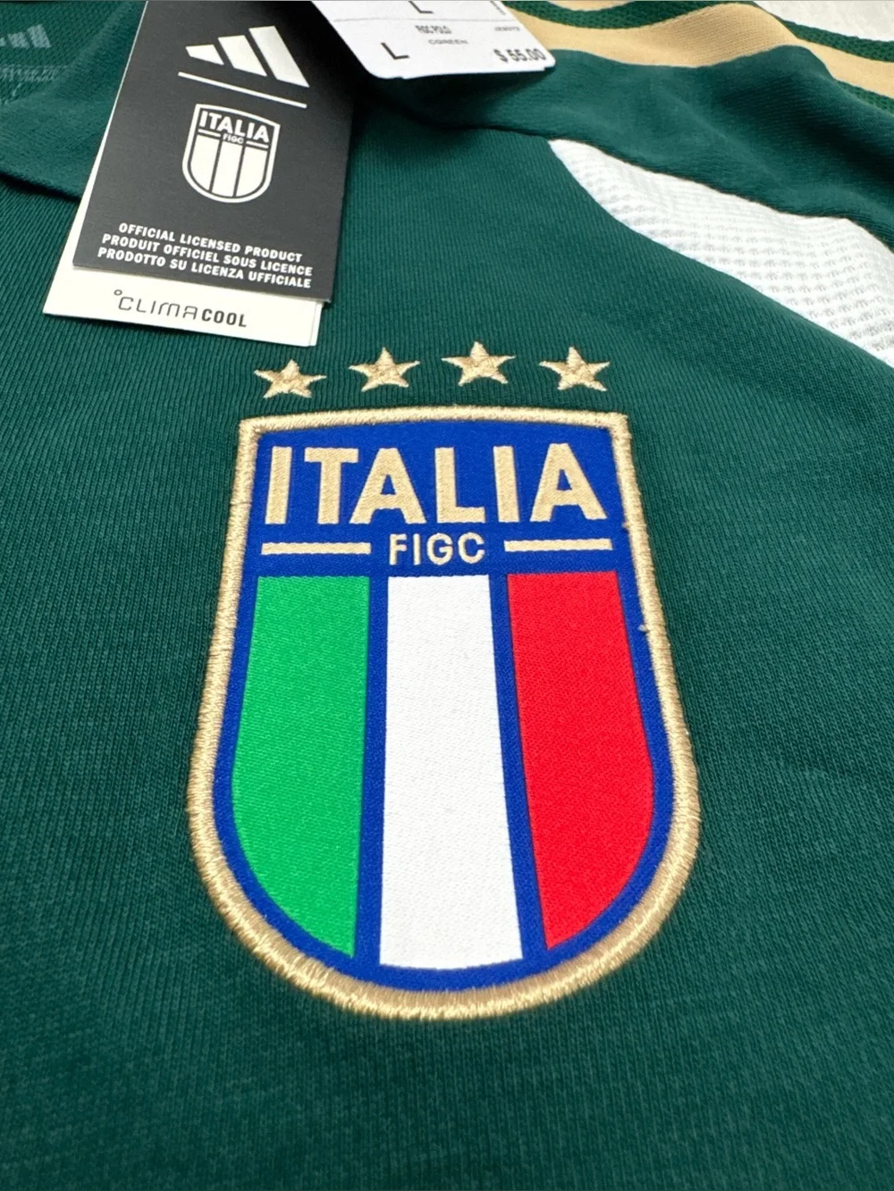Adidas Italy Italia 26 Tiro Polo Shirt Mens L Collegiate Green Soccer JZ9372 NWT
